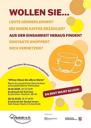 Flyer Erzählcafé bei Wirkstatt